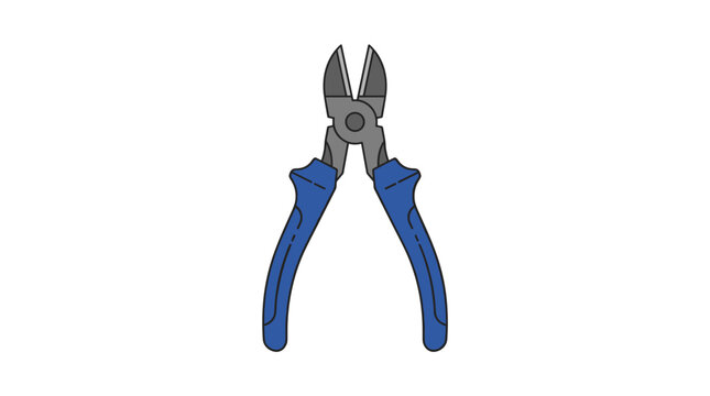 Blue handled wire cutting pliers tool isolated on white background