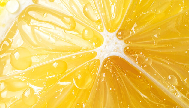 Juicy lemon slice water drops
