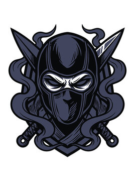 Ninja mask crossed kunai logo