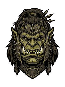 Orc warlord head logo