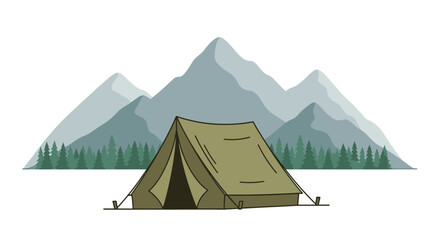 Green tent in outdoor setting. © AlyaNaja