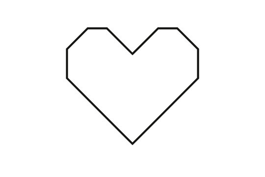 Minimalist Geometric Heart. Minimal geometric outline heart. Minimalistic one-line drawing heart created with