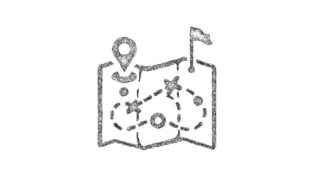 Sketch game map icon animation - smooth progressive reveal