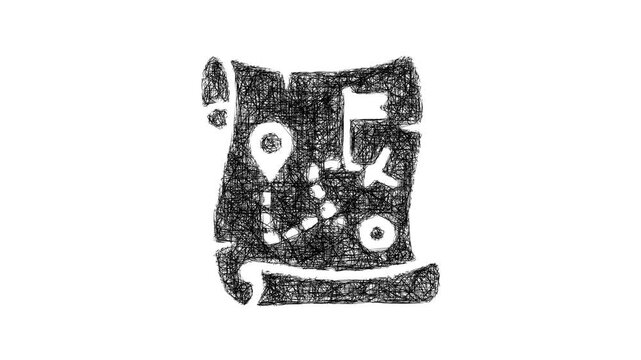 Sketch tactical map icon animation - smooth progressive reveal