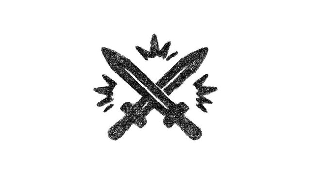 Sketch attack icon animation - smooth progressive reveal