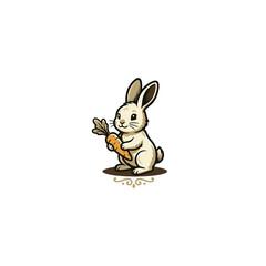 Fototapeta premium Rabbit carrot logo illustration