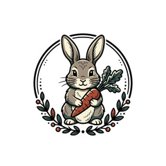 Obraz premium Rabbit carrot logo illustration 202605261300 2.svg