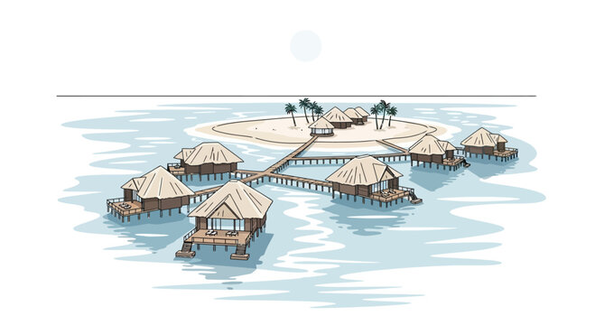 Overwater Bungalow Resort Accommodations Stilt.