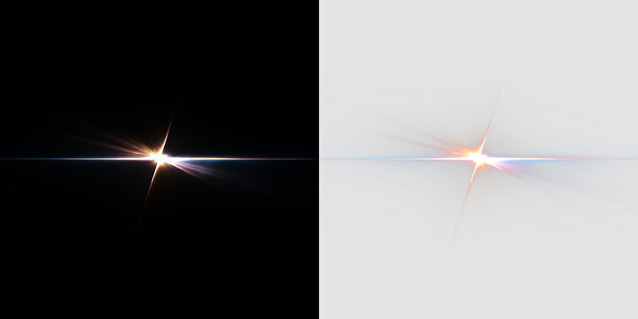Bright light burst with soft rays shining isolated on transparent and black background, in a digital design, light overlay, PNG
