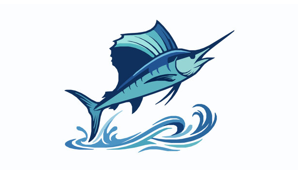 Elegant Abstract Sailfish Fishing Logo Vector for Boat Decal Apparel and Saltwater Branding