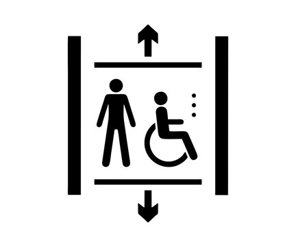 ISO 7001 AC 003 Accessible elevator or lift sign. Lift icon with arrow pointing down and up vector design and illustration.


