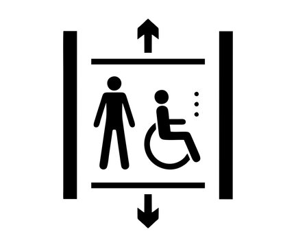 ISO 7001 AC 003 Accessible elevator or lift sign illustration on transparent background. 
