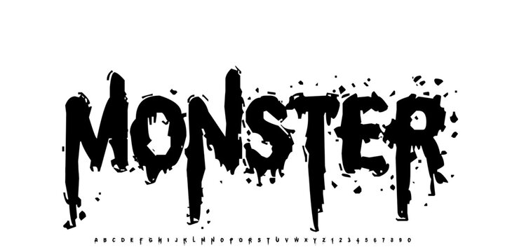 Font Monster. Horror Spooky halloween theme editable text, good for horror film cover, book, scary movie banner.