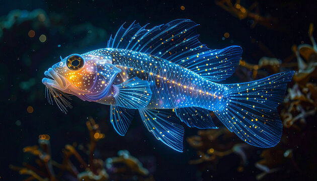 Luminous underwater fish illustration
