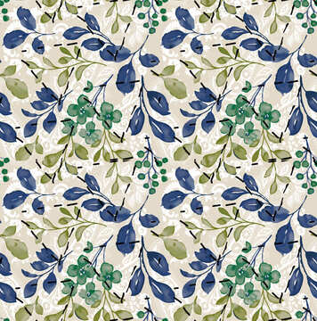 seamless floral pattern with leaves