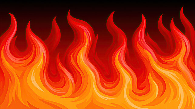 Stylized Orange and Red Flames on Dark Background
