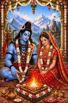 Traditional Mahashivratri Pradosh Vrat Masik Shivratri Nishita Kaal Sital Sasthi puja of Bhagwan Shiv Shankar Bhujang Mahadev Bholenath Mahakal Parvati ShivShakti