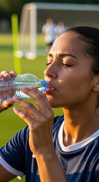 athlete drinking water
