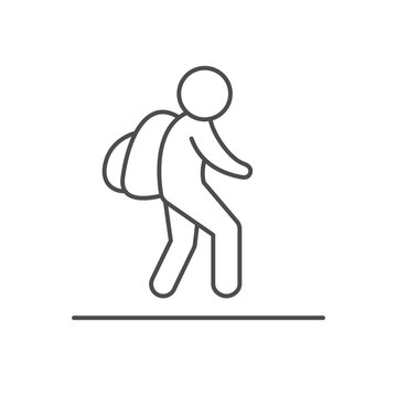 Person with backpack line icon