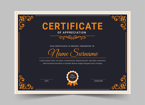 Luxury classic certificate design template with elegant ornament and border
