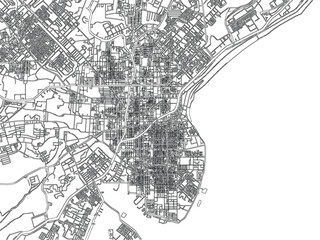 Fototapeta premium Chennai India Road Network Vector Metropolitan Streets Urban Line Art Geography Transportation Atlas Detailed Linework City Plan Scheme Monochrome