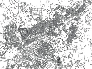Fototapeta premium Karachi Pakistan Urban Map Vector Road Network Streets Line Art Monochrome City Plan Navigation Detailed Roads Downtown Cartography Scheme Infrastructure