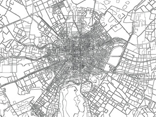 Obraz premium Lima Peru Street Map City Plan Vector Streets Metropolitan Cartography Black White Linework Navigation Detailed Urban Road Network Geography Blueprint