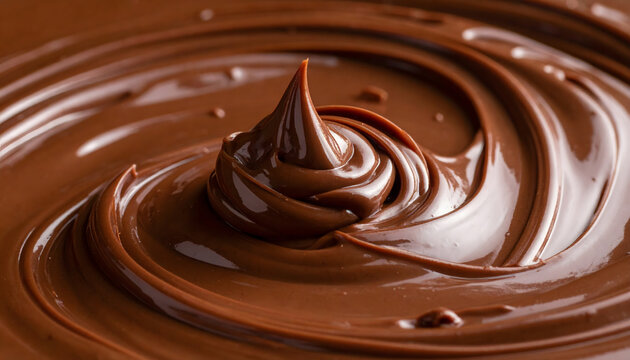 Melted chocolate texture close up rich glossy surface luxurious sweet dessert background scene