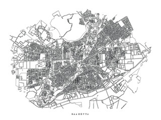 Obraz premium Nagoya Japan Street Map City Plan Vector Streets Metropolitan Cartography Black White Linework Navigation Detailed Urban Road Network Geography Blueprint