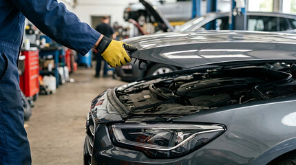 Mechanic working on engine