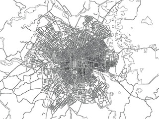 Fototapeta premium Tianjin China City Map Vector Street Map Monochrome Line Art Urban Roads Downtown Cartography Minimal Navigation Infrastructure Travel Layout