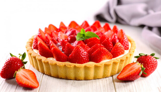 Strawberry tart dessert with fresh berries crisp pastry and creamy filling gourmet sweet treat