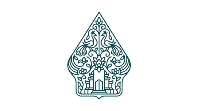 Intricate Wayang Kulit Shadow Puppet Design with Peacock Motifs.