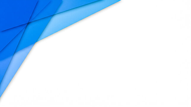 Abstract Blue Geometric Layers Corner Border on White Background