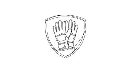Obraz premium Goalkeeper Gloves Shield Emblem Line Art Icon