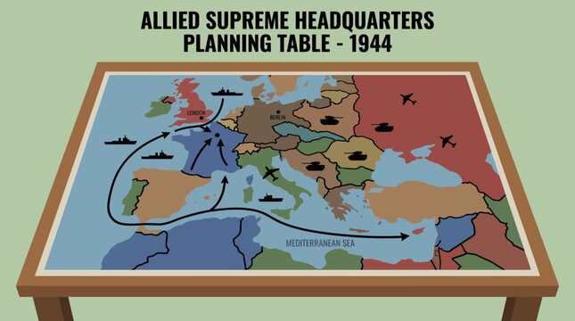 Allied Supreme Headquarters Planning Table Map