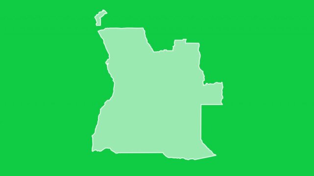 Angola map glow trace outline animation green background
