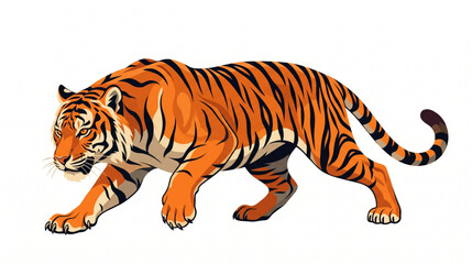 Fototapeta premium Powerful Bengal Tiger Illustration Showcasing its Majestic Striped Fur and Predatory Grace