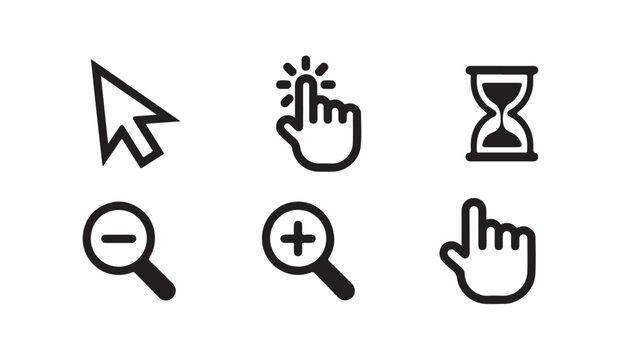 Collection of cursor and loading icons with different styles on transparent background.
