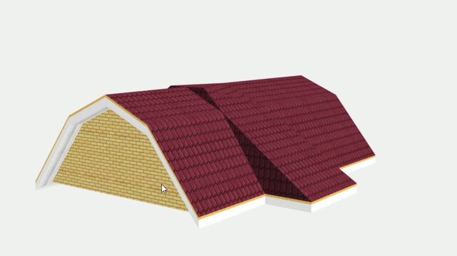 Video animation of engineering computer 3d modeling with 
rotation of roof of multistory suburban cottage.
Architectural construction
of rafter farm of
private residential building. Industrial design.