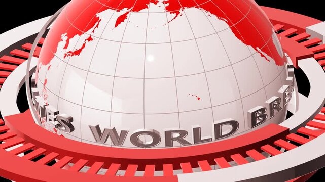 loopout Breaking News Intro Animation with Rotating 3D Earth Globe. Professional News Broadcast Opening Motion Graphic featuring 3D World Globe.