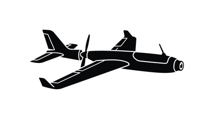 Biplane Silhouette Against A White Background Minimalist Aviation Design © Vector Hub24