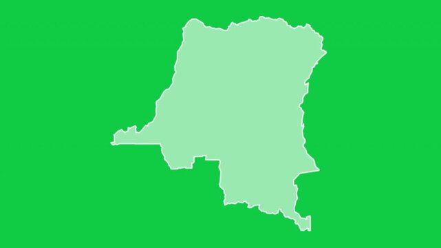 Democratic Republic of the Congo map glow trace outline animation green background