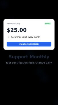 Subscription donation interface animation. UI card activation motion. Monthly payment settings interaction