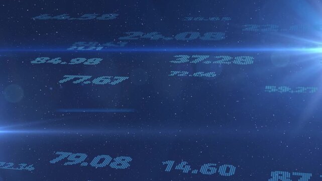 Camera panning and right flare moving, numeric readouts shifting and pulsing to reveal data depth