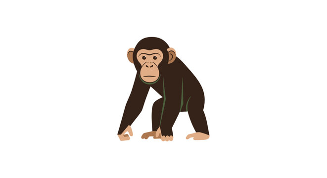 Curious chimpanzees peeking from corners on white background