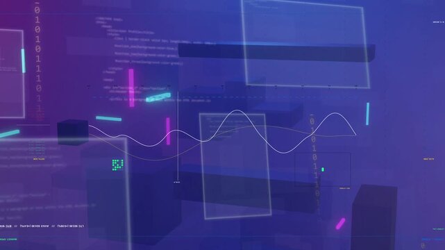 On load thin sinusoidal waveform traveling across, modulating, crossing HUD frames, showing data