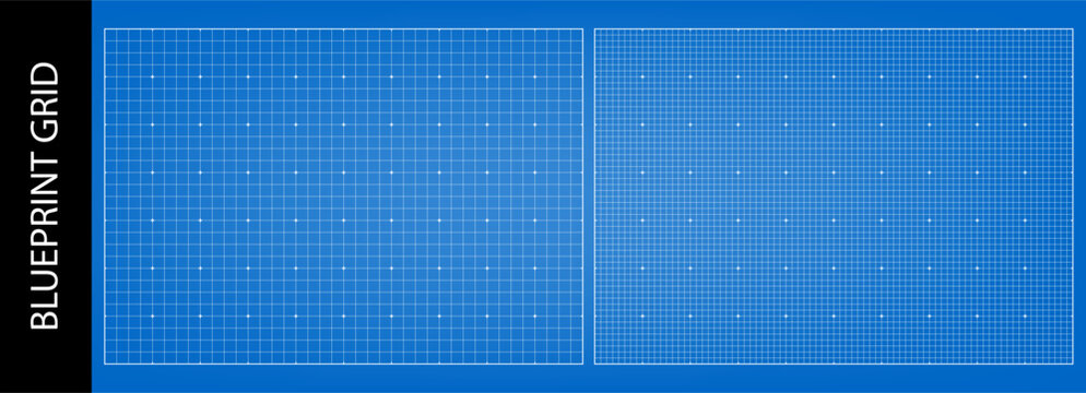 Blue paper overlay with digital pattern of squares and dots, vector. Blueprint bg with grid and scan print graph layout, HUD element. Architectural millimeter data chart, technical drawing for builder