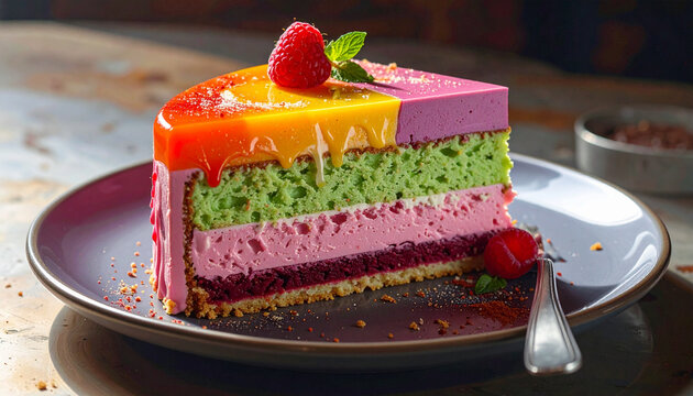 Delicious Colorful Layered Fruit Cake