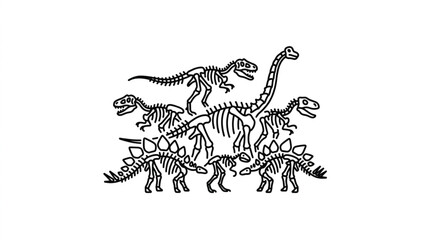 Collection of Dinosaur Skeletons Illustration. © Sak